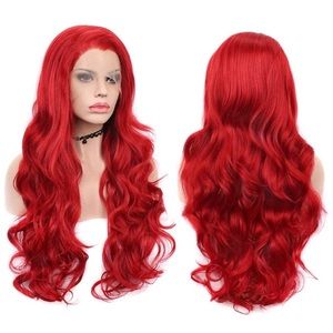 26inch Red Long Wavy Lace Front Wig